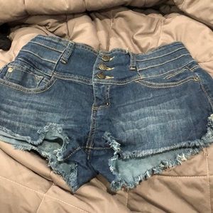 High waisted jean shorts